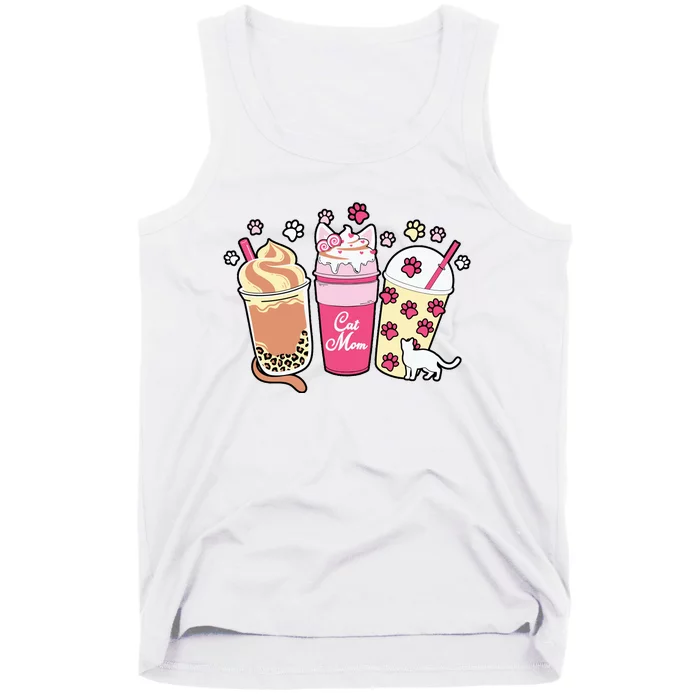 Cat Mom Paw Frappuccino Cute Tank Top