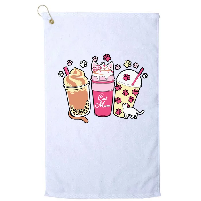 Cat Mom Paw Frappuccino Cute Platinum Collection Golf Towel