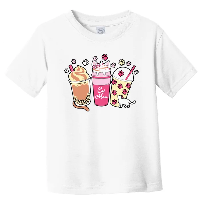 Cat Mom Paw Frappuccino Cute Toddler T-Shirt