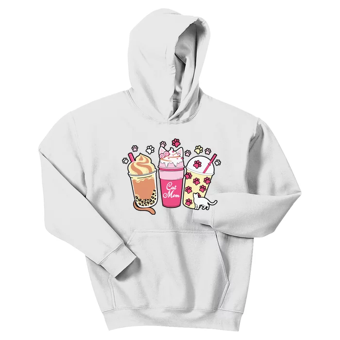 Cat Mom Paw Frappuccino Cute Kids Hoodie