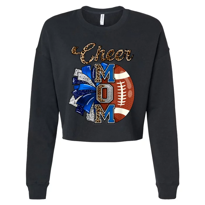 Cheer Mom Pom Pom Football Cropped Pullover Crew