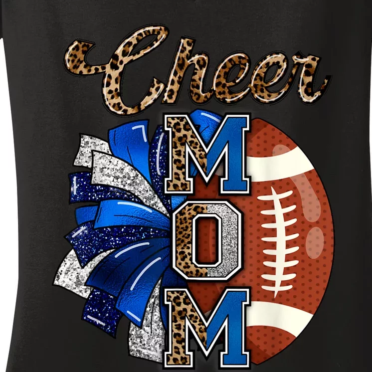 Cheer Mom Pom Pom Football Women's V-Neck T-Shirt