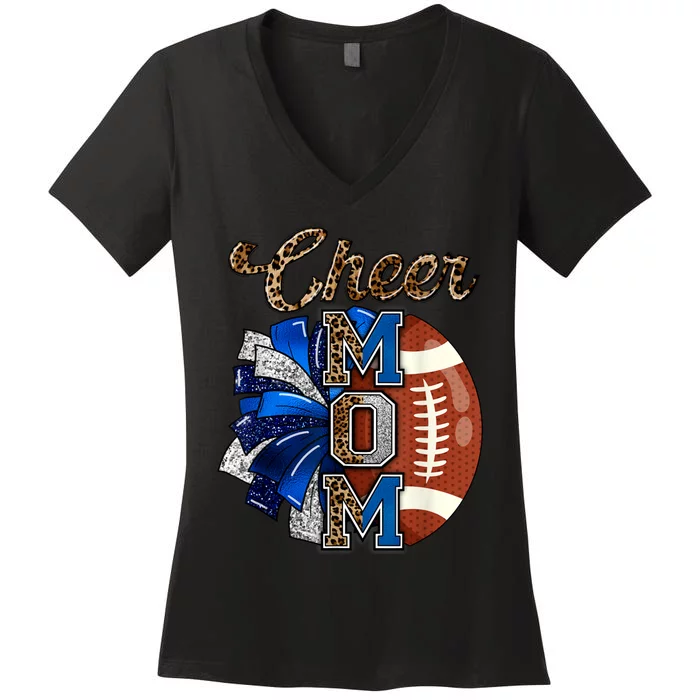 Cheer Mom Pom Pom Football Women's V-Neck T-Shirt