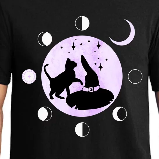 Cat Moon Phases Cute Gift Black Cat Moon Gift Witch Great Gift Pajama Set