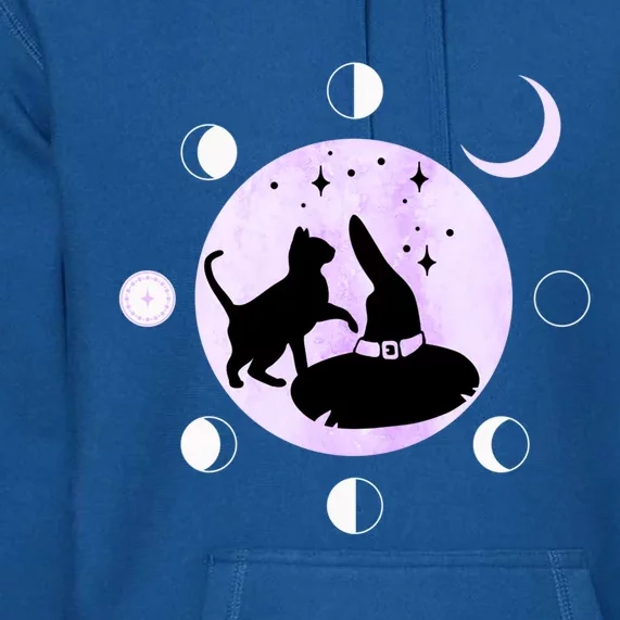 Cat Moon Phases Cute Gift Black Cat Moon Gift Witch Great Gift Premium Hoodie