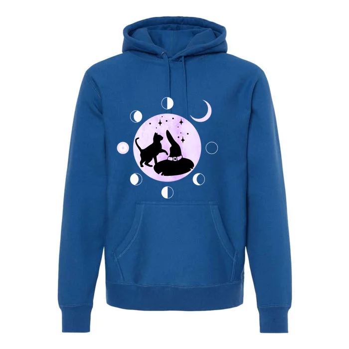 Cat Moon Phases Cute Gift Black Cat Moon Gift Witch Great Gift Premium Hoodie