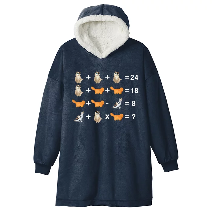 Cat Math Puzzle Hooded Wearable Blanket