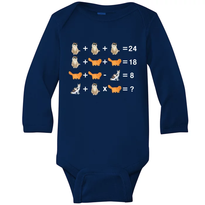 Cat Math Puzzle Baby Long Sleeve Bodysuit