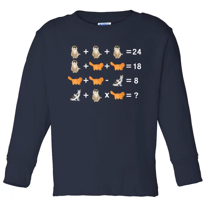 Cat Math Puzzle Toddler Long Sleeve Shirt