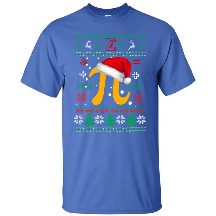 Christmas Math Pi Santa Hat Costume Xmas Ugly Teacher Funny Gift Funny Gift Tall T-Shirt