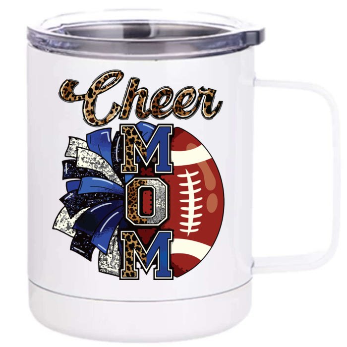 Cheer Mom Pom Pom Football Front & Back 12oz Stainless Steel Tumbler Cup