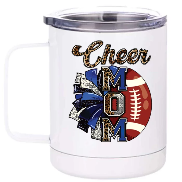 Cheer Mom Pom Pom Football Front & Back 12oz Stainless Steel Tumbler Cup