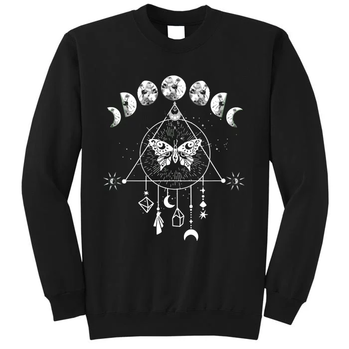 Celestial Moon Phase Moth Crystals Stars Vintage Design Sweatshirt