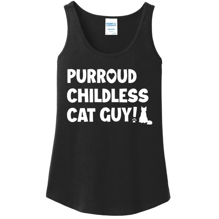 Cole & Marmalade Purroud Childless Cat Guy Ladies Essential Tank