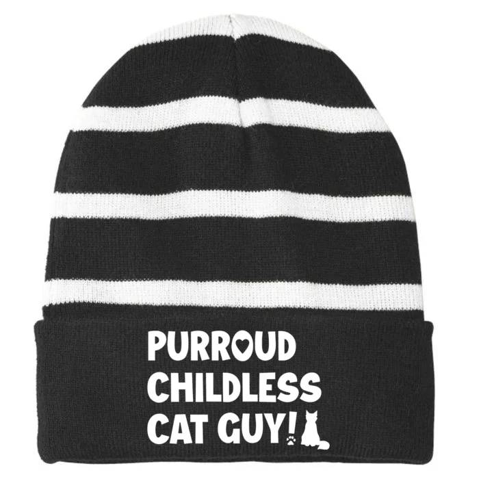 Cole & Marmalade Purroud Childless Cat Guy Striped Beanie with Solid Band