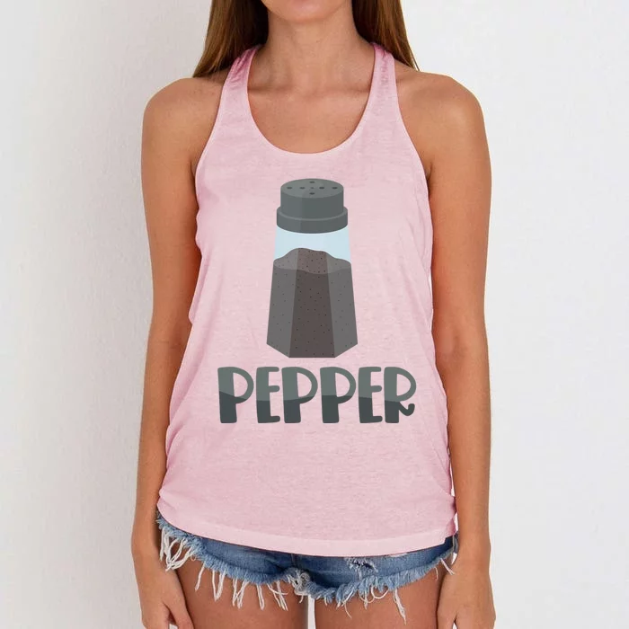 Couple Matching Pepper Salt Spices 2 Of 2 Costume Funny Gift Women's Knotted Racerback Tank