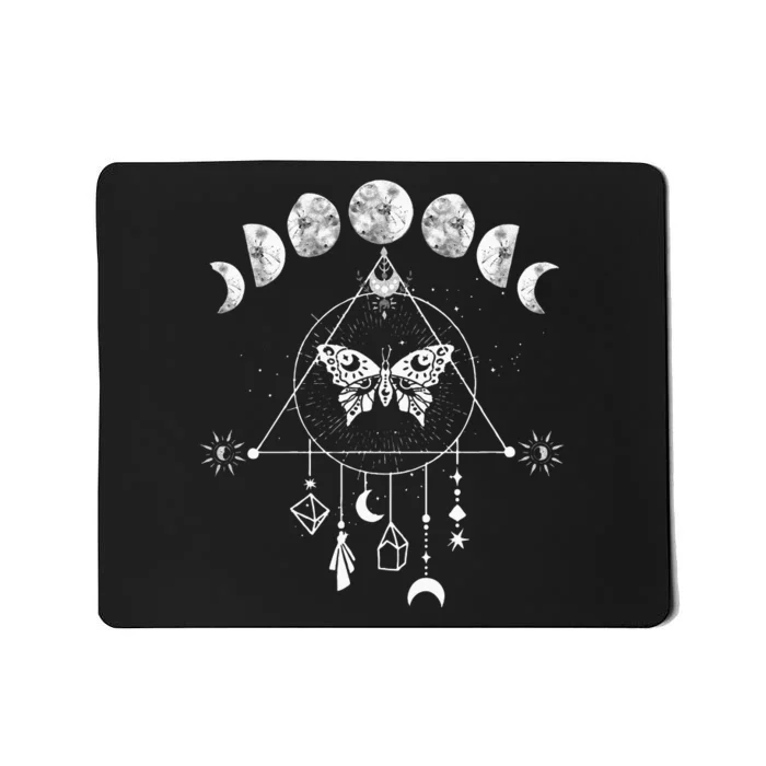 Celestial Moon Phase Moth Crystals Stars Vintage Design Mousepad