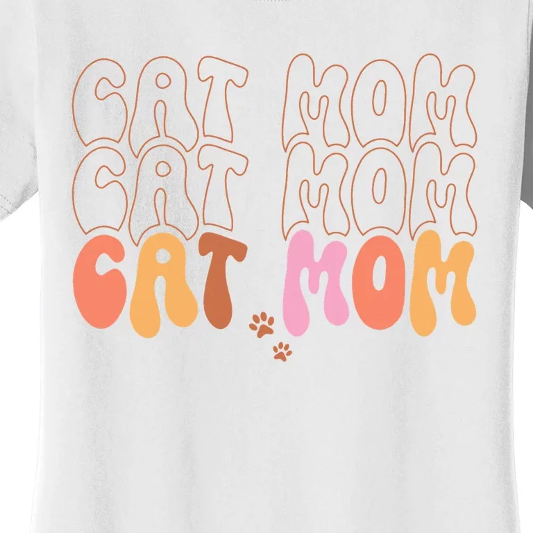 Cat Mom Retro Groovy Cats Adoption Mother's Day Women's T-Shirt