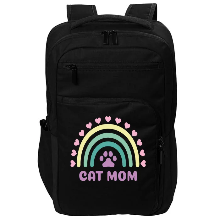 Cat Mom Rainbow Heart Impact Tech Backpack