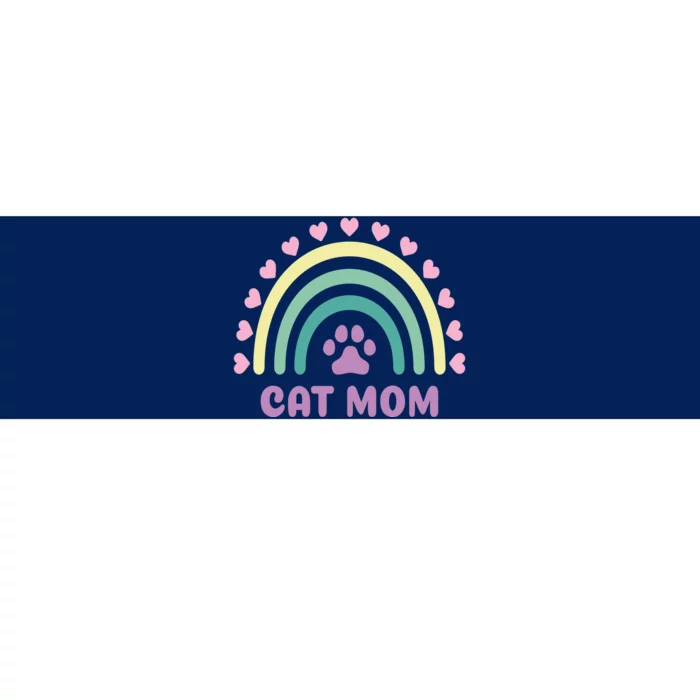 Cat Mom Rainbow Heart Bumper Sticker