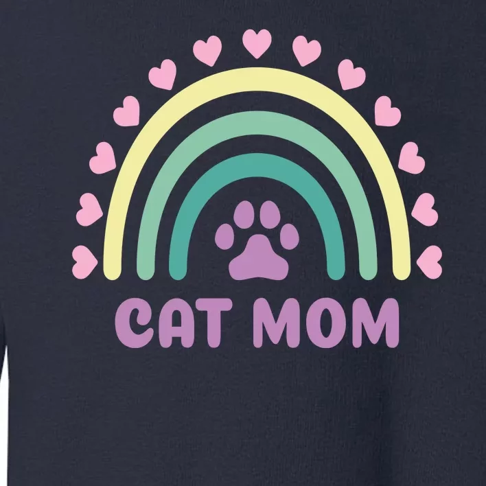 Cat Mom Rainbow Heart Toddler Sweatshirt