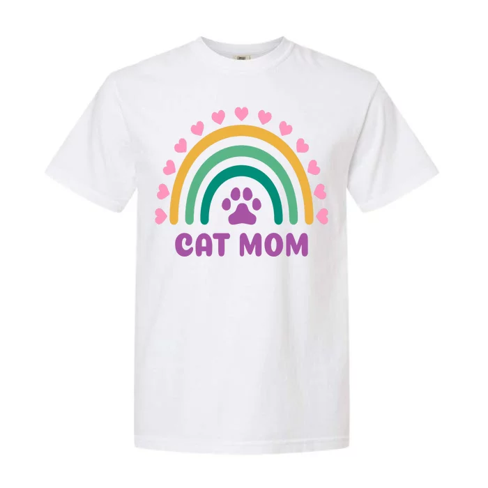 Cat Mom Rainbow Heart Garment-Dyed Heavyweight T-Shirt