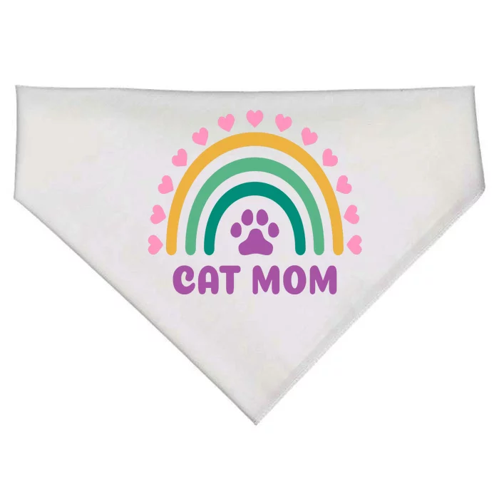 Cat Mom Rainbow Heart USA-Made Doggie Bandana