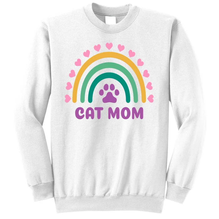 Cat Mom Rainbow Heart Sweatshirt