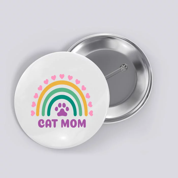 Cat Mom Rainbow Heart Button