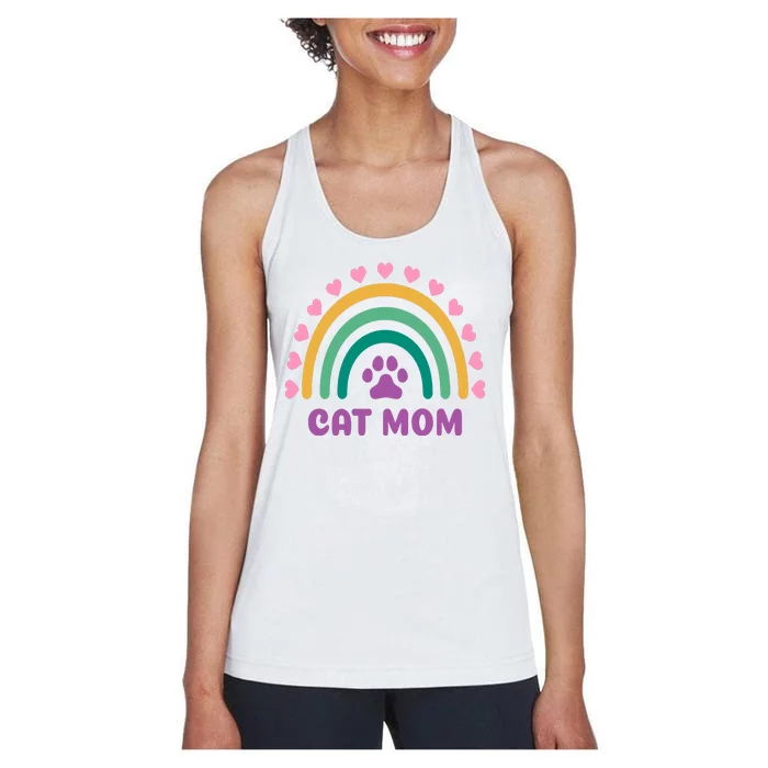 Cat Mom Rainbow Heart Women's Racerback Tank