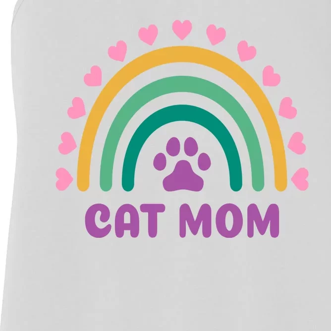 Cat Mom Rainbow Heart Women's Racerback Tank