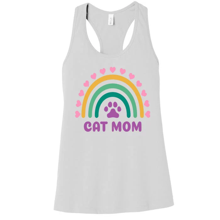 Cat Mom Rainbow Heart Women's Racerback Tank