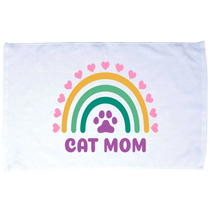 Cat Mom Rainbow Heart Microfiber Hand Towel