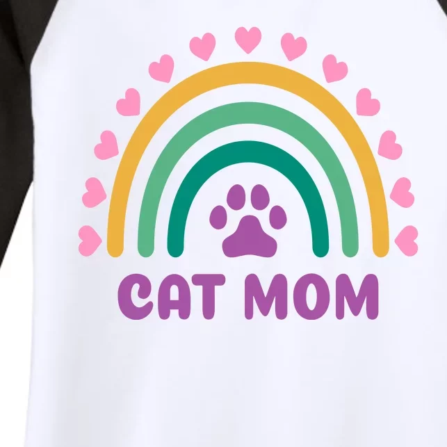 Cat Mom Rainbow Heart Women's Tri-Blend 3/4-Sleeve Raglan Shirt