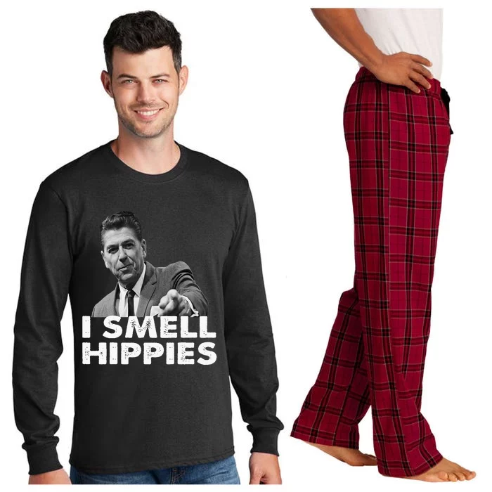 Conservative Merica Ronald Reagan I Smell Hippies Long Sleeve Pajama Set