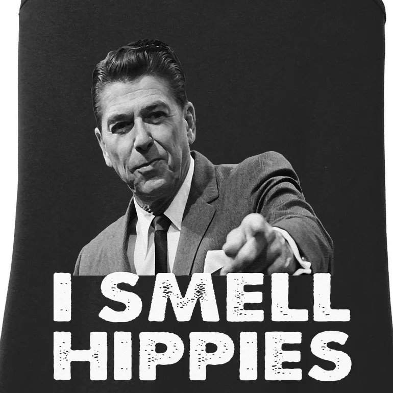 Conservative Merica Ronald Reagan I Smell Hippies Ladies Essential Tank