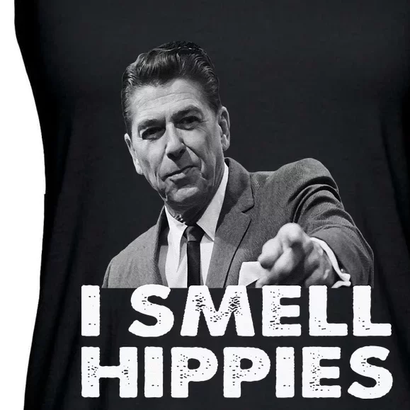 Conservative Merica Ronald Reagan I Smell Hippies Ladies Essential Flowy Tank