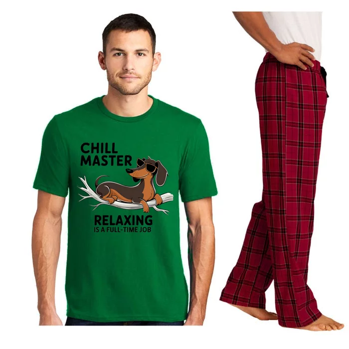 Chill Master Relaxing Is A Fulltime Job Funny Dachshund Cool Gift Pajama Set