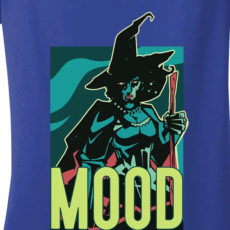 Current Mood Resting Witch Face Halloween Meme Funny Scary Gift Women's V-Neck T-Shirt