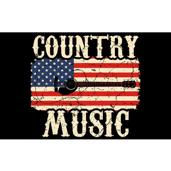 Country Music Retro Vintage Guitar American Flag Bumper Sticker