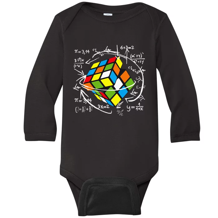 Cute Math Rubik Gifts For Math Teachers Baby Long Sleeve Bodysuit