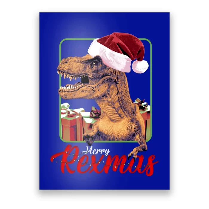 Christmas Merry Rexmas Dinosaur W/ SantaS Hat Tree Rex Great Gift Poster