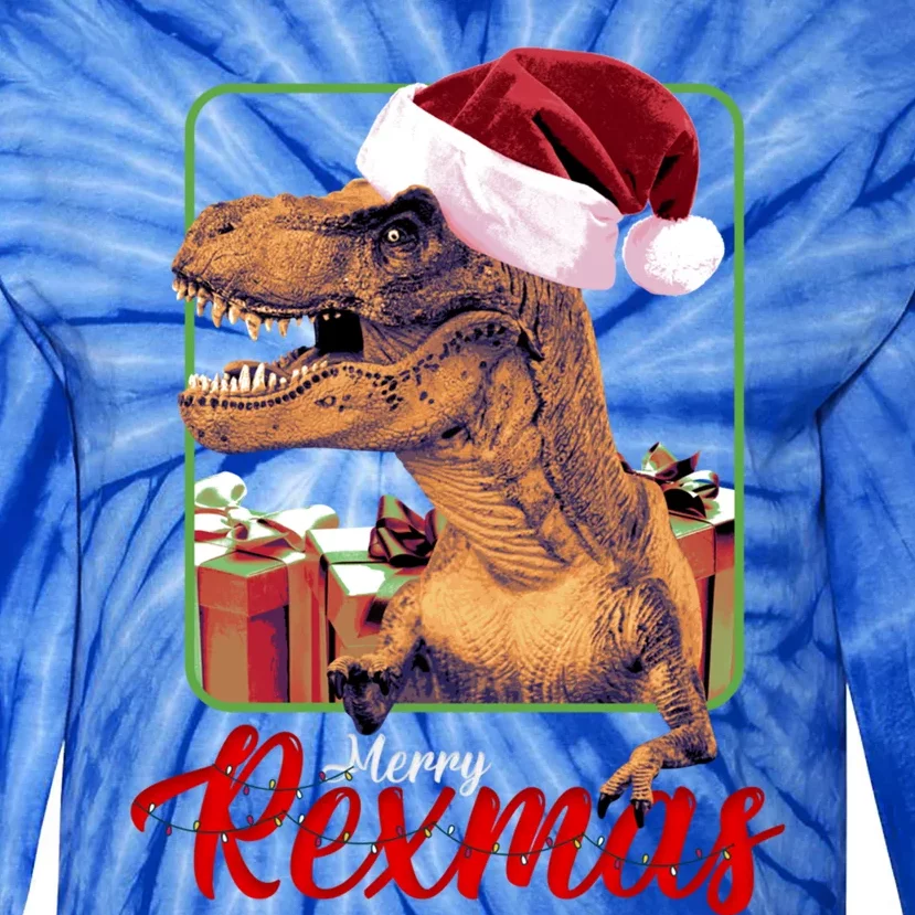 Christmas Merry Rexmas Dinosaur W/ SantaS Hat Tree Rex Great Gift Tie-Dye Long Sleeve Shirt