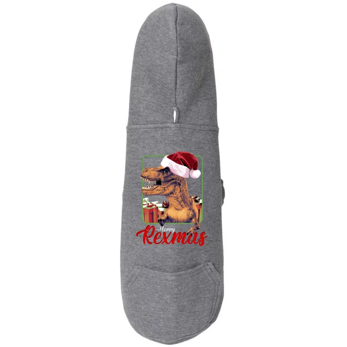 Christmas Merry Rexmas Dinosaur W/ SantaS Hat Tree Rex Great Gift Doggie 3-End Fleece Hoodie