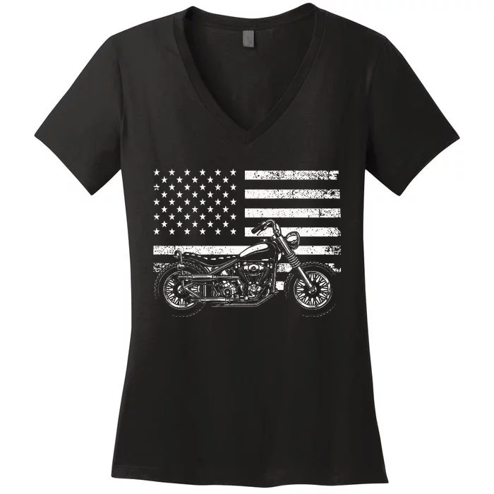 Cool Motorcycle Rider Women's V-Neck T-Shirt