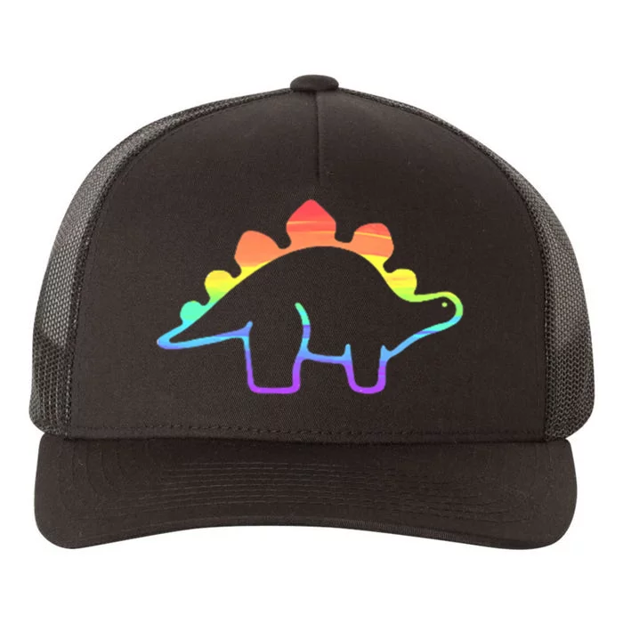 Cute Minimalistic Rainbow Lgbtqia Pride Dinosaur Yupoong Adult 5-Panel Trucker Hat