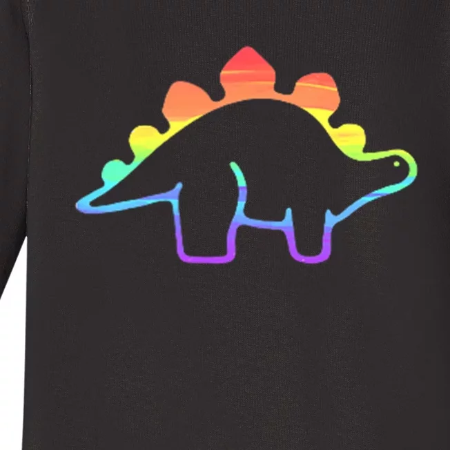 Cute Minimalistic Rainbow Lgbtqia Pride Dinosaur Baby Long Sleeve Bodysuit