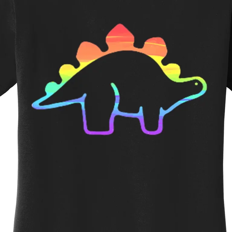 Cute Minimalistic Rainbow Lgbtqia Pride Dinosaur Women's T-Shirt