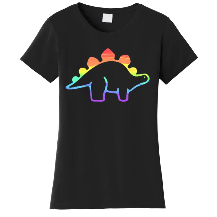 Cute Minimalistic Rainbow Lgbtqia Pride Dinosaur Women's T-Shirt