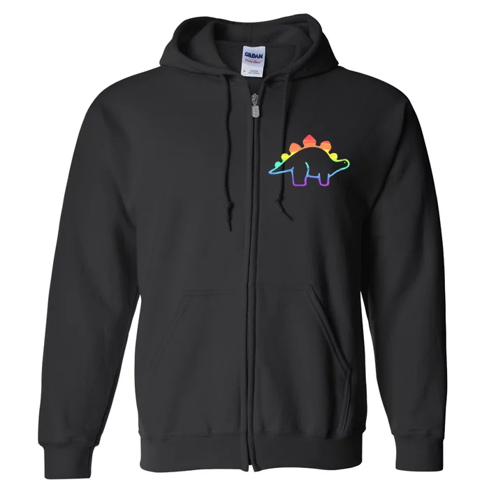 Cute Minimalistic Rainbow Lgbtqia Pride Dinosaur Full Zip Hoodie